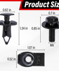 45 Piece Engine Under Cover Splash Shield All-In-One Fastener Kit with size details for bolts, rivet clips, and retainers