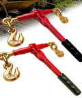 Heavy Duty Ratchet Chain Binder Three Eighths To One Half Inch With Clevis Hooks, 9,200 Lbs Working Load, Two Pack