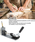 No Sweat Precision Pocket Hole Jig System Dead On Drill Depth Control and Slick Woodworking Alignment Tool for Heavy Duty Cabinet Joinery Featuring Fast DIY Setup on a workbench.