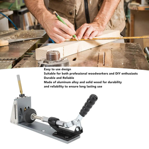 No Sweat Precision Pocket Hole Jig System Dead On Drill Depth Control and Slick Woodworking Alignment Tool for Heavy Duty Cabinet Joinery Featuring Fast DIY Setup on a workbench.