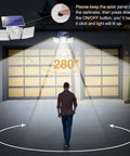 All in One Ultra Bright Solar Motion Sensor Lights Outdoor With Three Adjustable Heads Easy Install No Wire Required 280°
