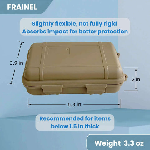 Rugged Hard Drive Case With Shockproof Foam And 4X Secure Lock For 2.5 Inch External SSDs showing dimensions and impact absorption features.