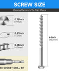 4 Pack 1/2 X 6 Inch Stainless Steel Lag Screws Hex Head For Wood Heavy Duty Mounting Bolts Kit DIY Ready With Washers size diagram