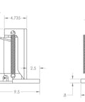 Technical drawing of Heavy Duty Toe Jack Hydraulic Floor Lift For Containers And Machinery, 5 To 10 Ton Capacity, Model TH0023.