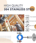 Beefy Stainless Steel Pipe Wall And Ceiling Mount Brackets Set, 2-Pack, shown with wood beams and installation features