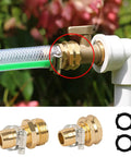 Durable Garden Hose Repair Kit With Aluminum Connectors and stainless steel clamps on hose demonstrating connection.