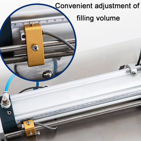 Adjustment mechanism of Desktop Automatic Liquid Paste Filling Machine Single Head Pneumatic Bottle Filler for precise filling.