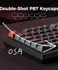Premium 96 Percent Wireless Mechanical Keyboard With Kickass 8000Hz Polling Rate Hot Swappable Red Switches Dope Rgb Lighting Crisp Pbt Keycaps, close-up of double-shot PBT keycaps.
