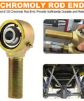 7/8-14 Right Hand 4130 Chromoly Rod Ends with 9/16 Bore for Steering Tie Rods. Close-up of heavy-duty ball joint design.