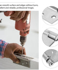 Spring Loaded Self Closing Door Hinges 2 Pack No Fuss, 201 Stainless Steel installation in action with mounting screws visible.
