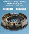 JDMSPEED 12x2 in electric trailer brake assembly on round backing plate with brake shoes and wiring