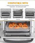 Heavy Duty No Fuss Stainless Steel Air Fryer Rack For TOA 60 65 70 Convection Toaster Ovens displaying tray with onion rings