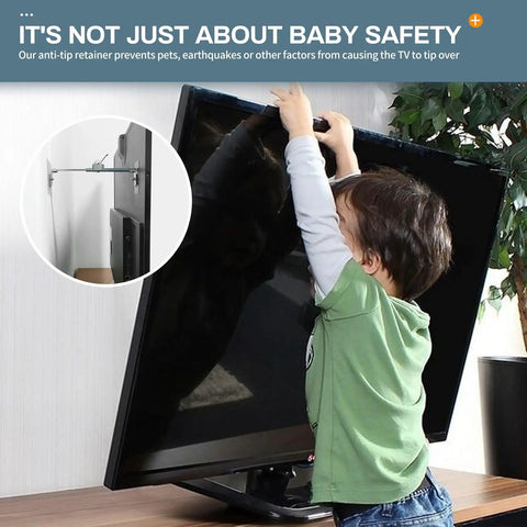 Hella Secure TV Anti Tip Anchors For Baby Proofing Lock Down Flat Screens Straight Up Hassle Free Hardware Stainless Steel Wall Safety Straps Adjust Smoothly From 5.5 To 8.2 Inches Double Pack, child securing TV.