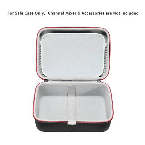 Open view of hard carrying case for MC-101 and TR-6S, black, beefy shell with shock-absorbent padding, empty interior, travel ready.