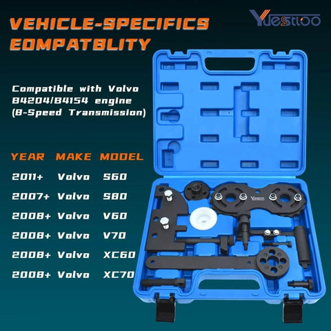 All In One Camshaft Alignment And Timing Tool Kit For Volvo 2.0T 4 Cylinder Engines Locks Camshaft Crankshaft in blue carrying case