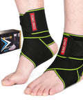 Ankle Support Brace 2 Pack For Women And Men, Breathable Adjustable Ankle Stabilizer For Basketball And Running shown on feet