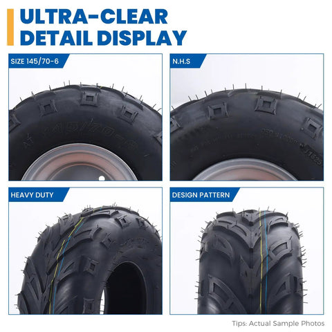 Wear-Resistant 145/70-6 ATV Tire For Quad Go-Kart And Mini Bike Tubeless 4PR Tough-As-Nails Heavy-Duty Traction