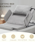 Electric Adjustable Bed Backrest With Safety Rails 300 Pound Capacity machine washable cover in light gray