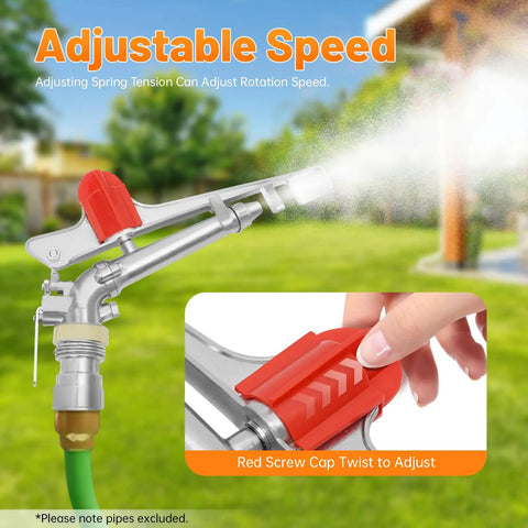 1.5 Inch Farm Irrigation Sprinkler For Large Areas, 360 Degree Adjustable Lawn Spray Gun showing adjustable speed feature