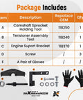 Package contents of Mini Cooper Camshaft Locking Tool And Timing Chain Tool Set For 1.6L Gas Engines W10 W11 R50 R52 R53 DIY Kit