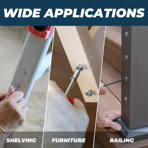 Applications of 1/4-20 Furniture Connector Bolts And Barrel Nuts Kit With Hex Key, 20 Pairs, 304 Stainless Steel 18-8