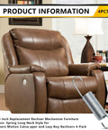 Heavy Duty Three Five Eighth Inch Recliner Tension Springs Four Pack With Slick Deflecting Hooks on brown recliner with side lever.