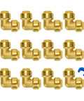 Pack of 12 Half Inch Push To Connect PEX Elbow, 90 Degree Brass Fitting For PEX Copper CPVC, with blue disconnect clip included.