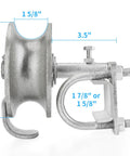 Side view of 5 Inch Pipe Track Gate Rollers For Chain Link Sliding Gates Heavy Duty Wheels To Fit 1 7 8 Inch Posts And 1 7 8 Or 1 5 8 Inch Gate Frames Single U Bracket Pack Of 4