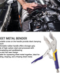 Sturdy 10 Inch Locking Pliers Made From Carbon Steel With Anti Slip Rubber Handles And Adjustable Screw for clamping metal in garage work.
