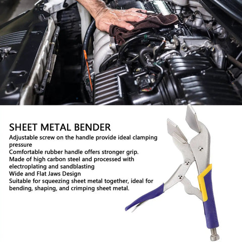 Sturdy 10 Inch Locking Pliers Made From Carbon Steel With Anti Slip Rubber Handles And Adjustable Screw for clamping metal in garage work.
