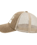 Just Out Here Trusting God Dope Trucker Hats For Men Funny Running Caps with mesh back and adjustable buckle, side view