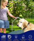 Child using Handheld Toilet Bidet Sprayer With 59 Inch Anti Burst Hose Chrome Finish Flexible Jet Spray For Personal Hygiene on dog