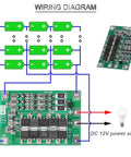 Wiring diagram of Heavy Duty 3S 40A Lithium Battery Protection Board For 18650 Cells showing connections and components.