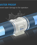 Quiet 8 Inch Inline Duct Fan With Beefy PWM Motor For Heating And Cooling Boost, Low Noise Ventilation, waterproof design