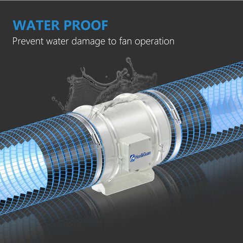 Quiet 8 Inch Inline Duct Fan With Beefy PWM Motor For Heating And Cooling Boost, Low Noise Ventilation, waterproof design