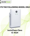 True HEPA And Activated Carbon Replacement Filter For IC4524 Air Purifier installed in white InvisiClean Claro IC-4524 model
