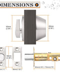 Keyed Alike Single Cylinder Deadbolt Set Brushed Nickel Two Pack dimensions and components overview.