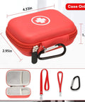 Auvi Q Carrying Case For Two Auto Injectors Emergency Bag With Carabiner And Lanyard, hard travel case shown with dimensions.