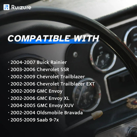 Image showing compatibility list for Direct Swap Front Abs Wheel Speed Sensor 2 Pack For Chevy Trailblazer Gmc Envoy Buick Rainier Ssr.