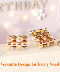 Clear 12 Inch Three Tier Cupcake Stand Display Riser Organizer With Tool Free Assembly on a decorated party table