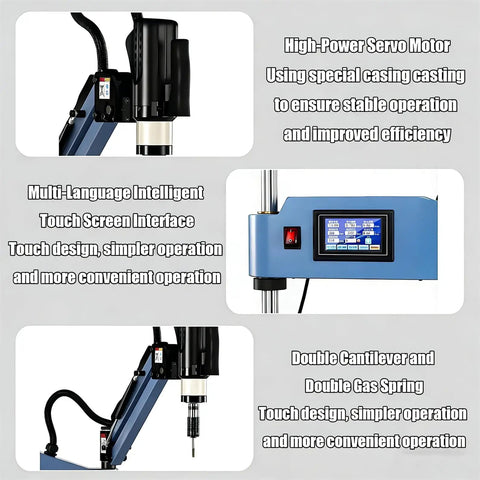 Electric Tapping Machine With 360 Degree Swivel Arm And 600 Watt Motor with touchscreen and high-power servo motor.