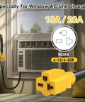 Heavy Duty Nema L6 30P To 6 20R AC Adapter Plug And Play Twist Lock Male Connector for window AC unit connection.