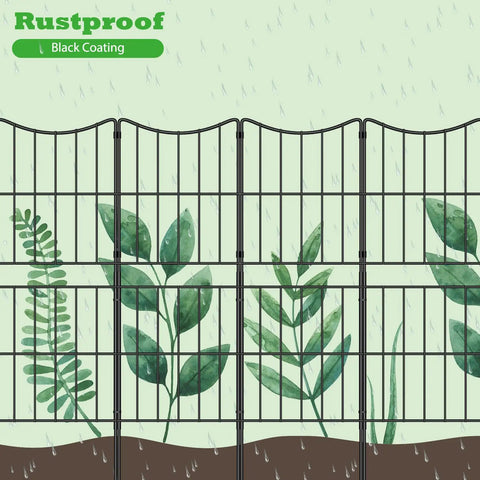 Decorative Garden Fence Panel Set 10 Pack 37.5 Inch High By 10 Feet Long Arc Rustproof Metal Wire Border for plants and yard.