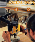 Man using router with Two Piece 1/4 Inch Router Collet Kit For Dewalt DW618 And 1613 1613EVS Models Replacement 326286-04 2610906283