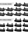 20 Piece Set Of Heavy Duty Plastic Replacement Bed Slat Caps 54X10Mm Durable Pp Retainer Clips for Center Support Rails and Side Frames with Super Easy No Sweat Install - includes 10 double-ended and 10 single-ended clips.