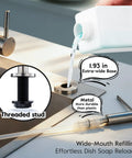 Brushed Nickel Soap Dispenser For Kitchen Sink With Built In 17 Ounce Bottle Stainless Steel Countertop Pump refilling setup