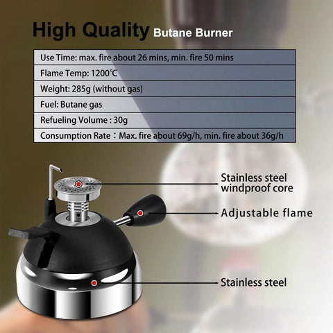 Portable Butane Burner For Siphon Coffee Maker With Adjustable Flame And Furnace Stand Ideal Mini Stove For Camping