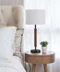 Tall Table Lamps Set Of 2, 27 Inch Touch Control Nightstand Lamps With 2 USB Ports And AC Outlet, 3 Way Dimmable, White Linen Lampshade, LED Bulb Included, Great For Living Room Or Bedroom beside bed and nightstand