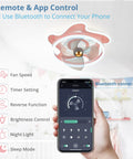 Pink Cartoon Cute Flush Mount Ceiling Fan With Dimmable Lights For Kids Room, Remote And App Control via Bluetooth on phone screen