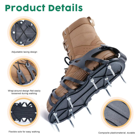 Lawn Aerator Shoes With Sharp 4.5cm Spikes For Easy Lawn Care, side view on boot, close-up of adjustable straps and spikes